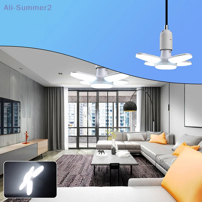 28W Super lumineux E27 LED ampoule ventilateur pliant feuille plafonnier 85-265V 40/50/56 LED s lampe intérieure ampoule maison lumière décoration