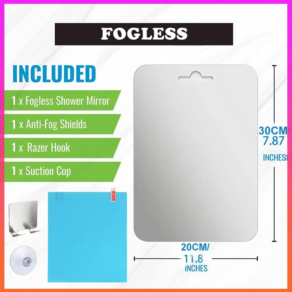 

Fogless Shower Mirror Shower Makeup Shave Mirror Shatterproof Frameless Shower Mirror Wall Hanging Mirror for Men Women