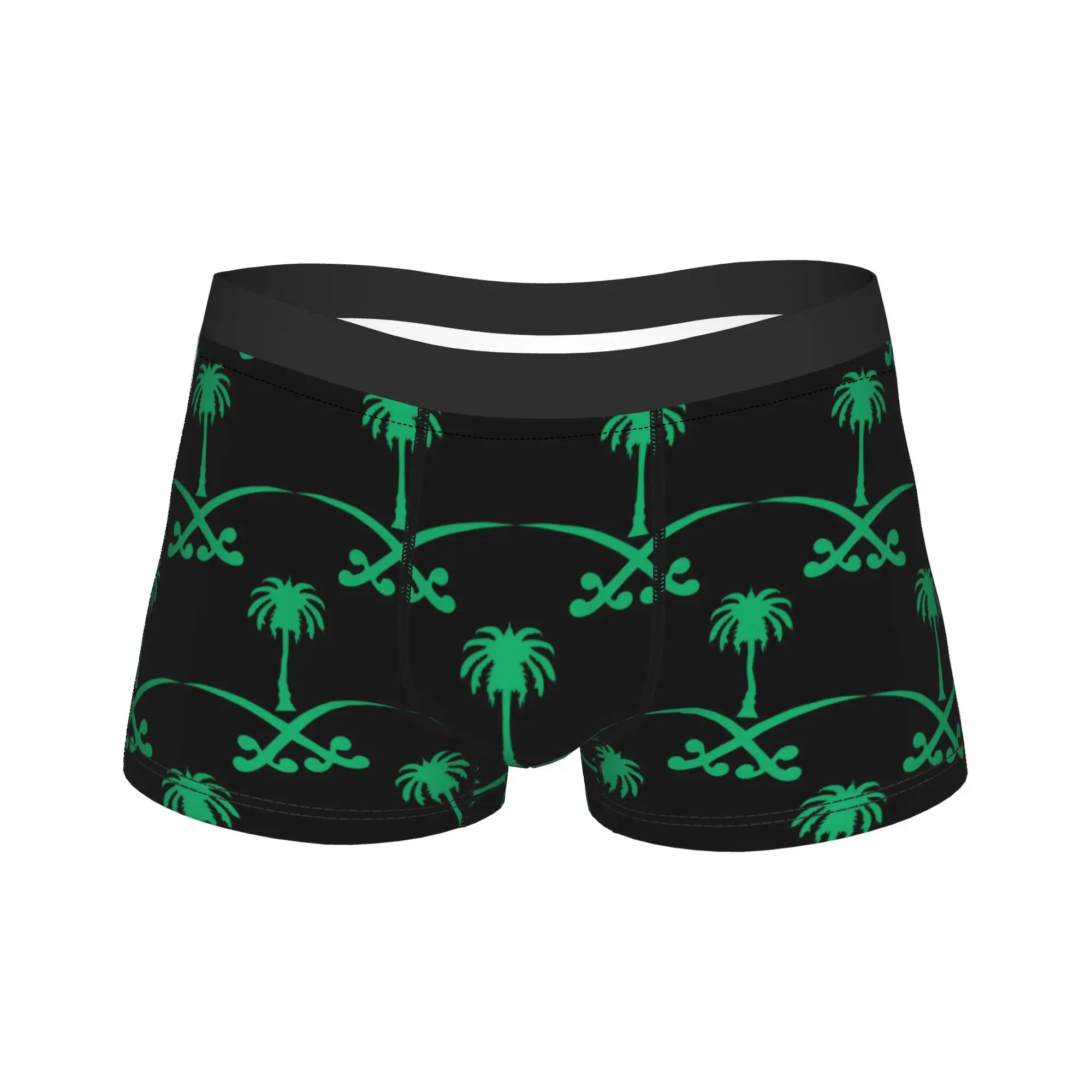 Saudi Arabia National Emblem Palm Crossed Swords Underwear Funny Underpants Shorts Briefs For Male Pouch Large Size Trunk
