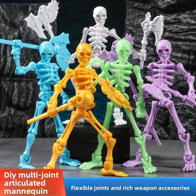 Modèle de crâne tridimensionnel, jouet d'assemblage, crâne multi-articulable et marionnette en os, décoration, figurines d'action, cadeau Anime