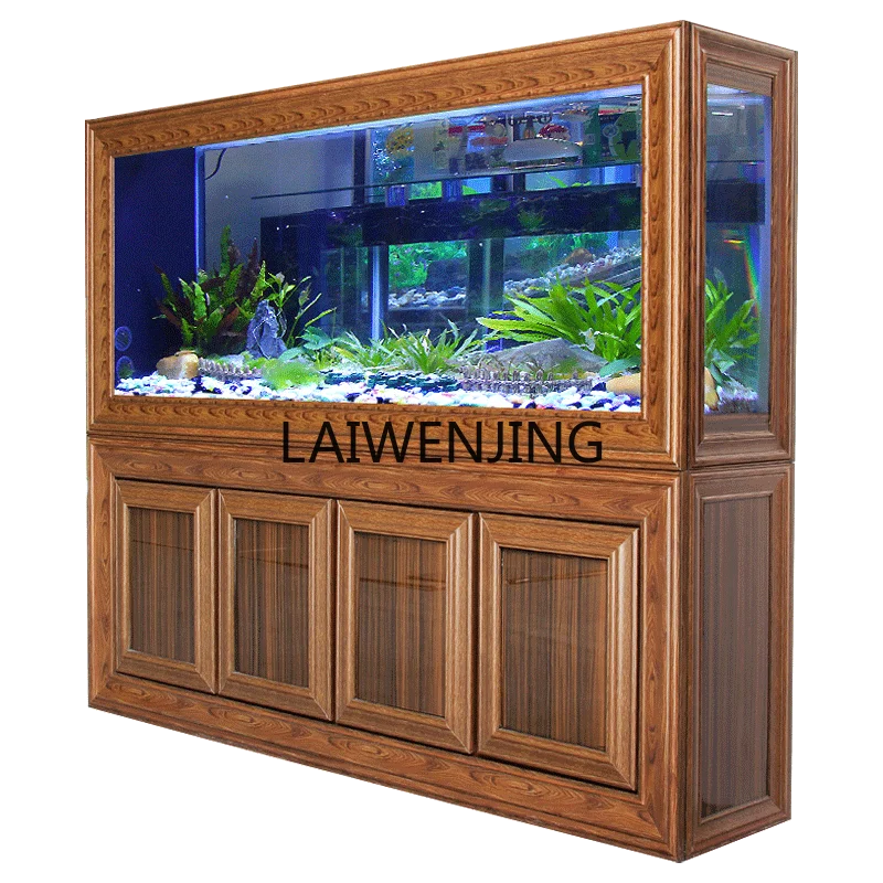 HLZ aquarium household living room large floor partition screen imitation mahogany bottom filter