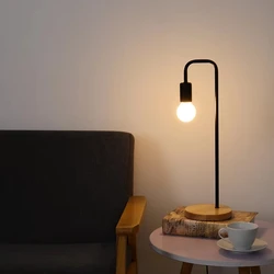 Loft Vintage lampa biurkowa E27 czarny biały żelazny pręt amerykańska wieś drewniane lampy stołowe Nordic nocna oprawa oświetleniowa do czytania