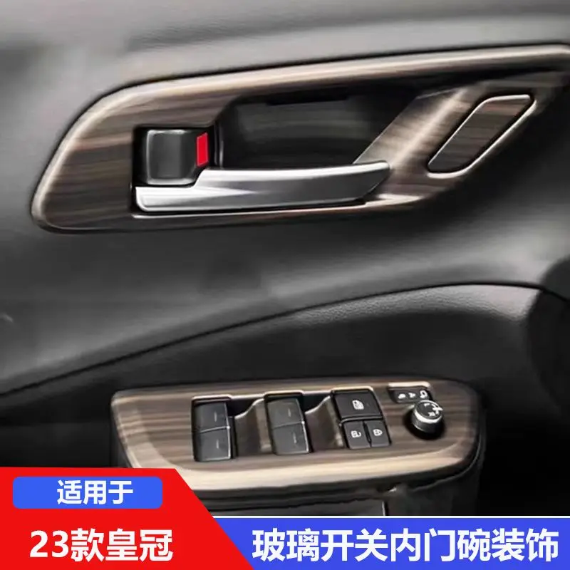 

LHD For Toyota Crown Crossover Sport Cross 2023 2024 Wood Car Door Window Glass Lift Control Switch Panel Door Bowl Cover Trim