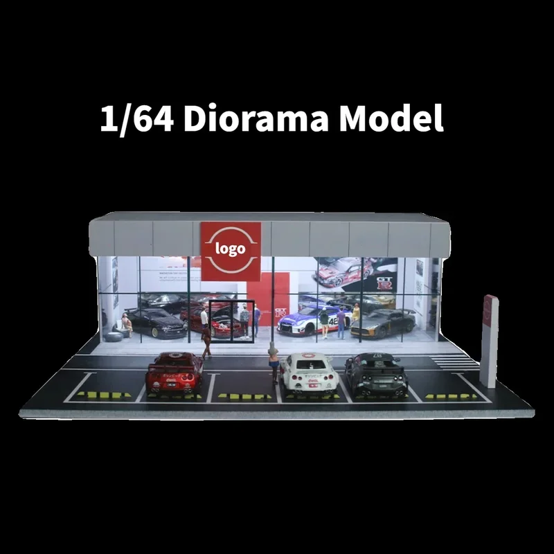 MOREART 1/64 Diorama Car Garage Model LED Lighting  Parking Lot Scene Display Set