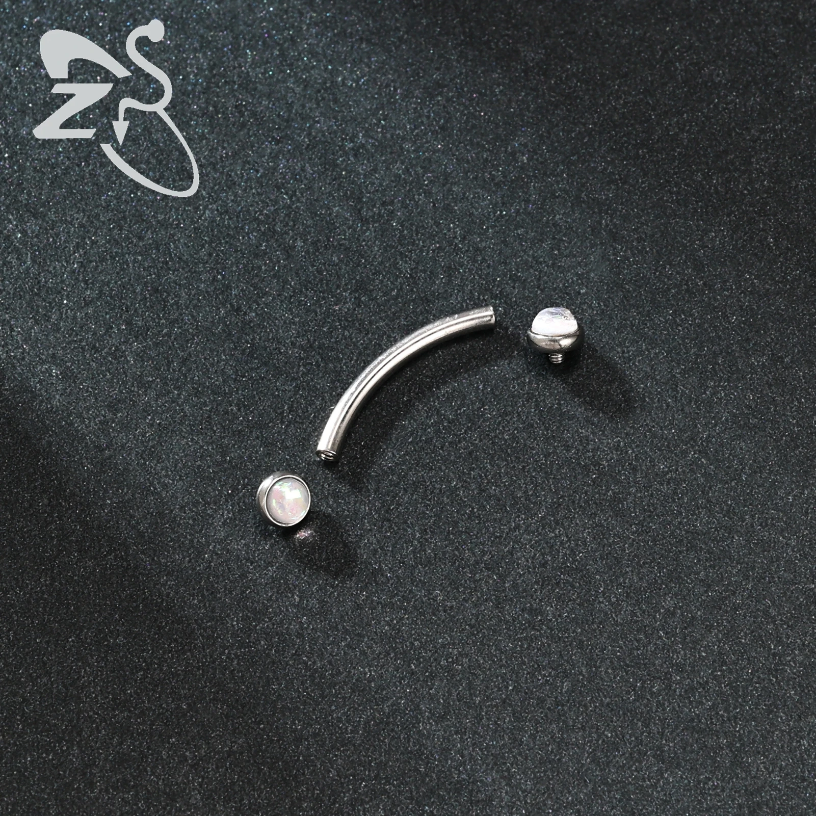 ZS 3-4pcs/Lot 14G Opal Curved Barbell Eyebrow Rings Internal Thread Eyebrow Stud Rook Daith Piercing Gold Color Lip Piercings
