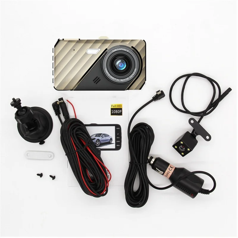 

Cross-border New 4-inch Metal Car Driving Recorder HD 1080P Night Vision Front and Rear Dual-lens Reversing Image