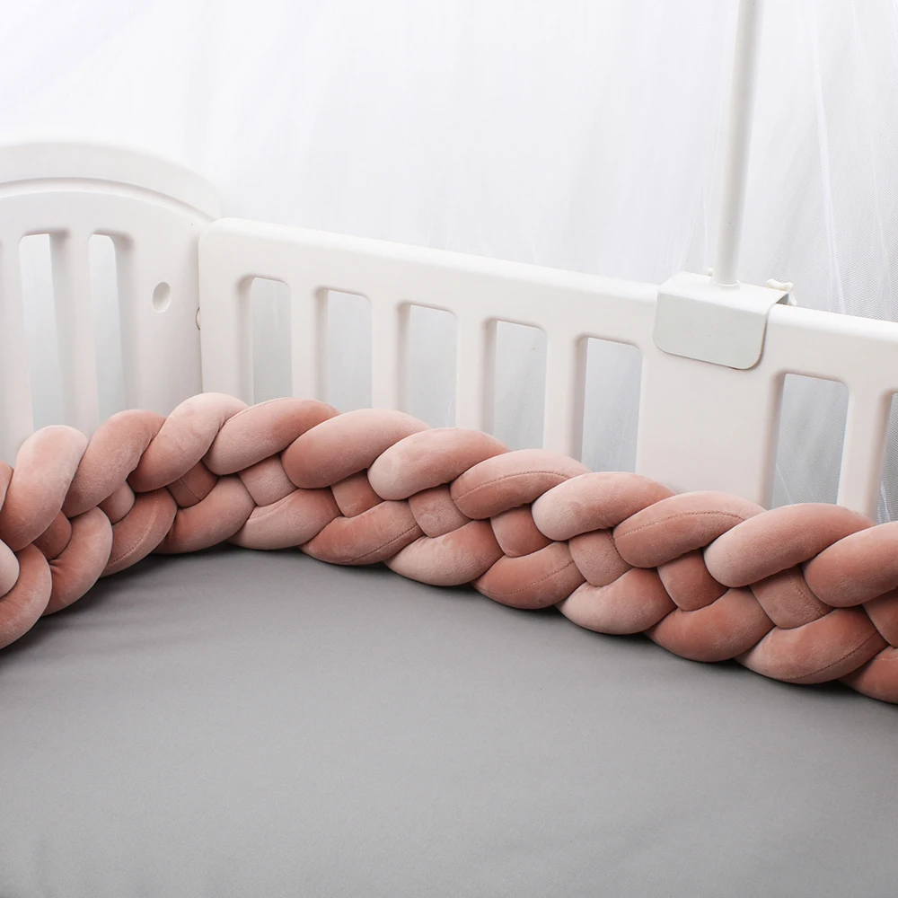 Baby Crib Bumpers For Girls Boys Braided 4 Knotted Infant Room Decor