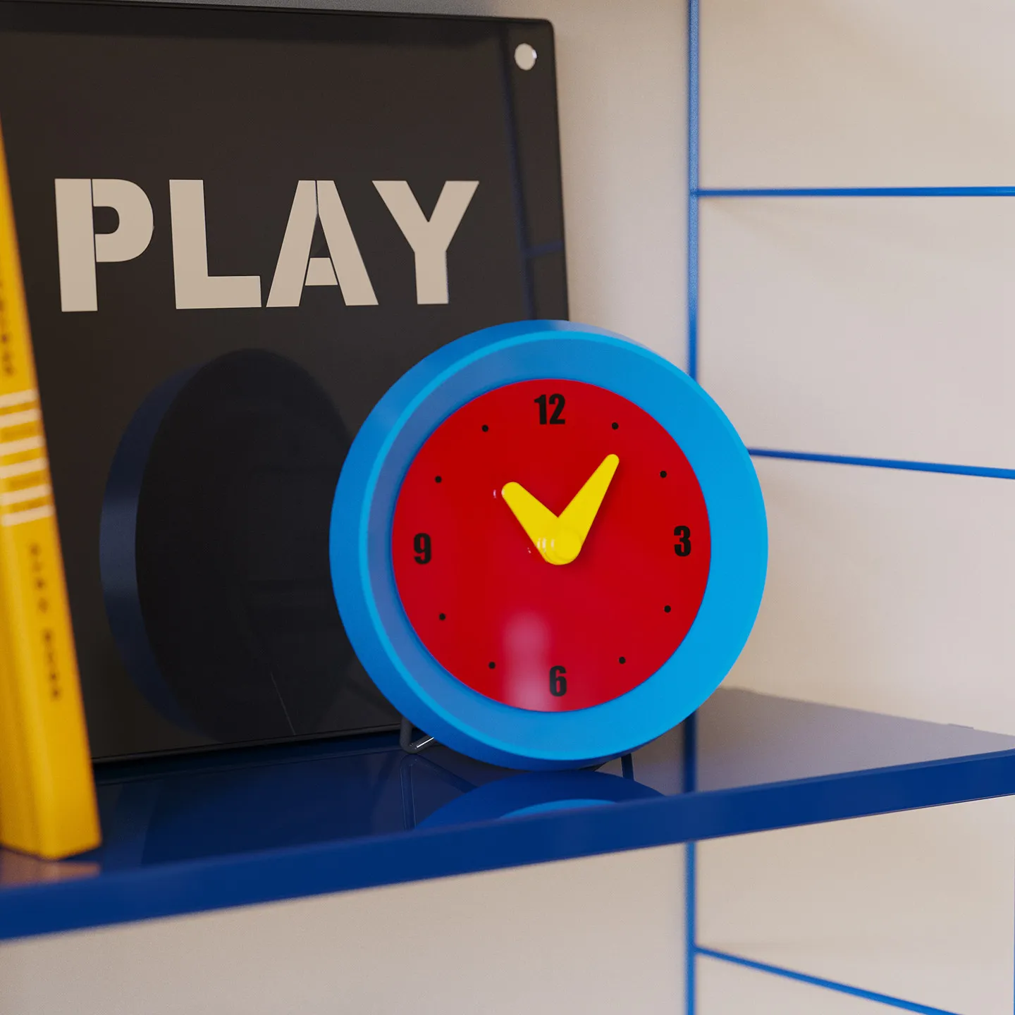 Xemo cute cartoon memphis style round wall clock - high-value color block digital table clock for kids' rooms