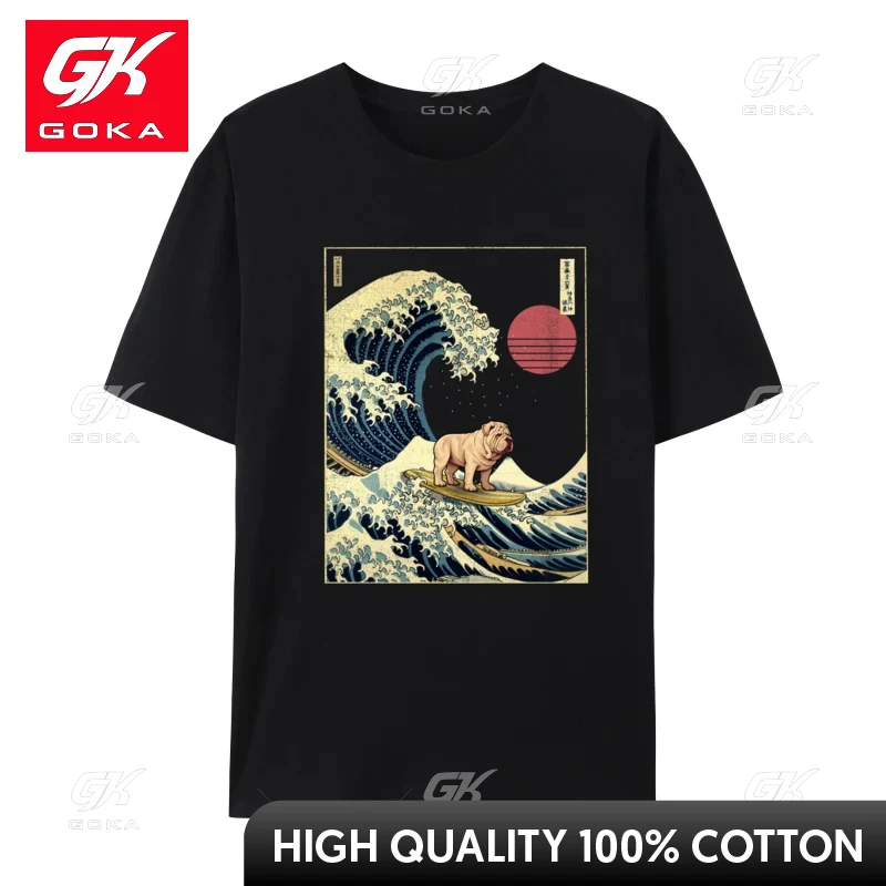 Shar Pei Japanese Kanagawa Wave Funny Surf Dog Cool Hot Sale Men Top T-Shirts Camisa Cotton Tops Shirt Tee Shirt Drop Shipping