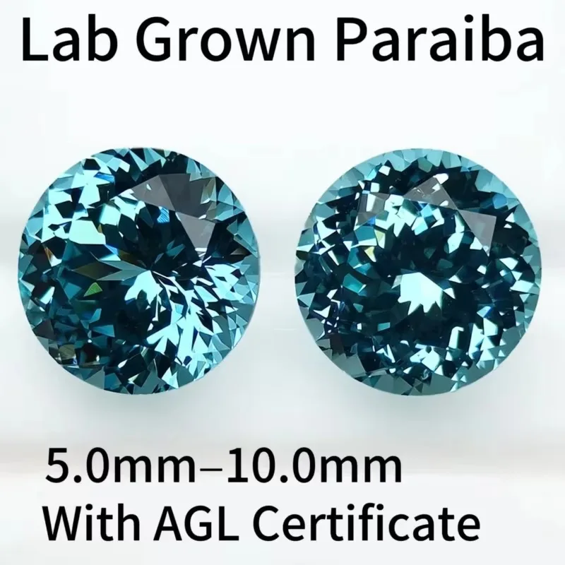 

Par-Lab Grown Paraiba Gemstone Round 100 Faceted Cut Paraiba Neon Blue Blue for DIY Jewelry Making Wholesale Optional certific