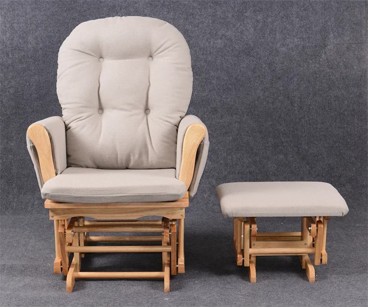 Classic Care center Mummy Breastfeeding Baby Nursery Nurse Rocking chair and ottoman Leisure Nursing wood glider chair modern