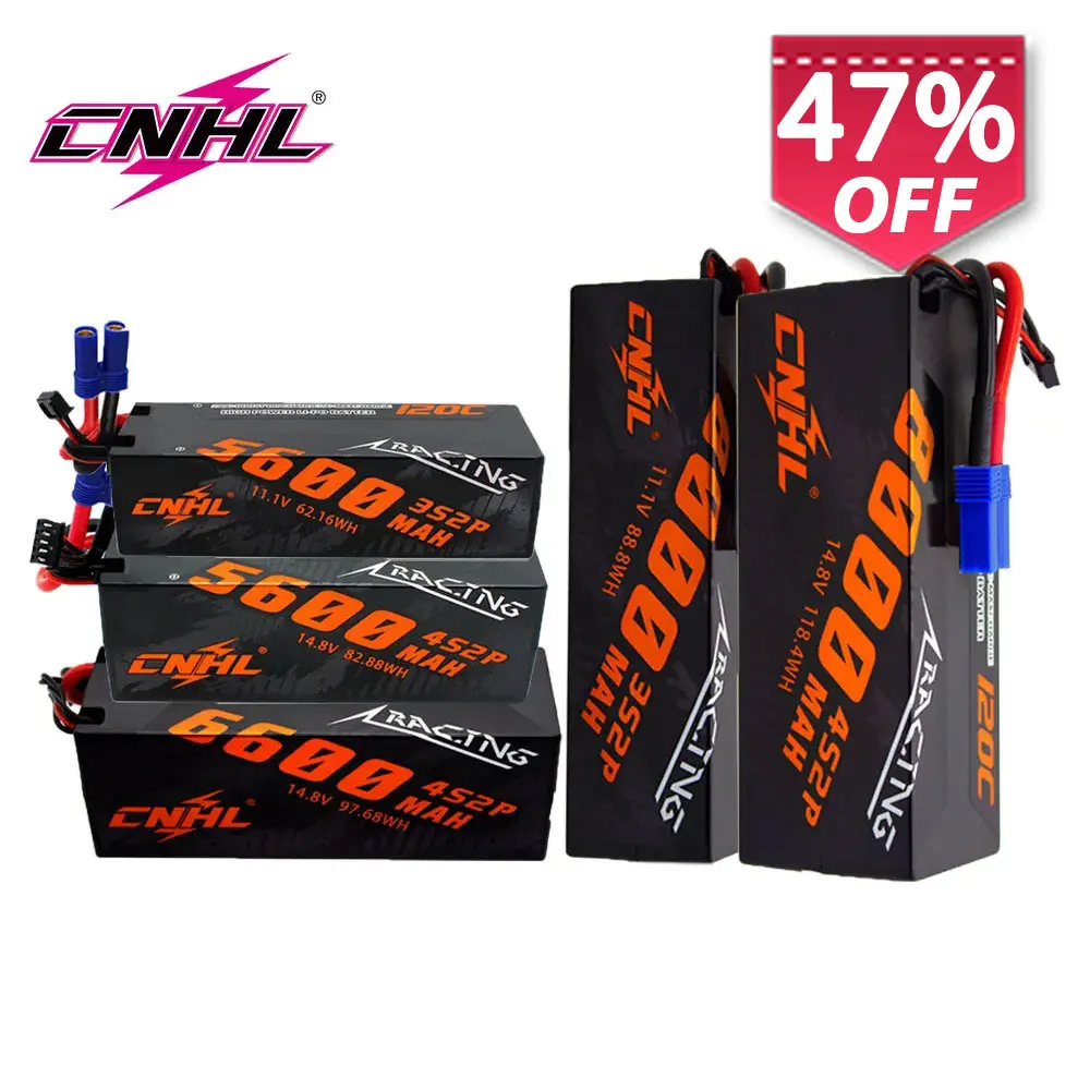 CNHL 3S 4S Lipo Battery 5600mAh 6600mAh 8000mAh 11.1V 14.8V 120C Hard Case With T EC5 Plug For RC Car Boat Truck Vehicle Truggy