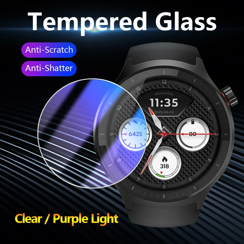 

For Motorola Moto Watch 2026 Clear / Anti Purple Light 2.5D 9H Tempered Glass Guard Film Screen Protector