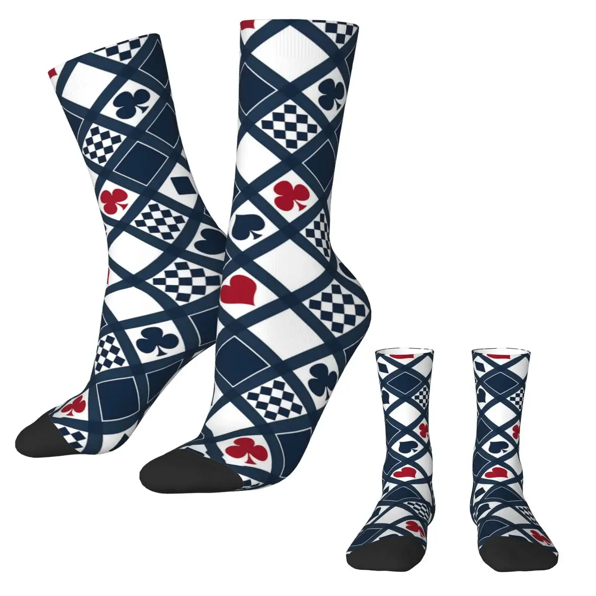 Playing Cards Stockings Hearts Crosses Clubs Custom Kawaii Socks Winter Non Slip Socks Girls Cycling High Quality Socks