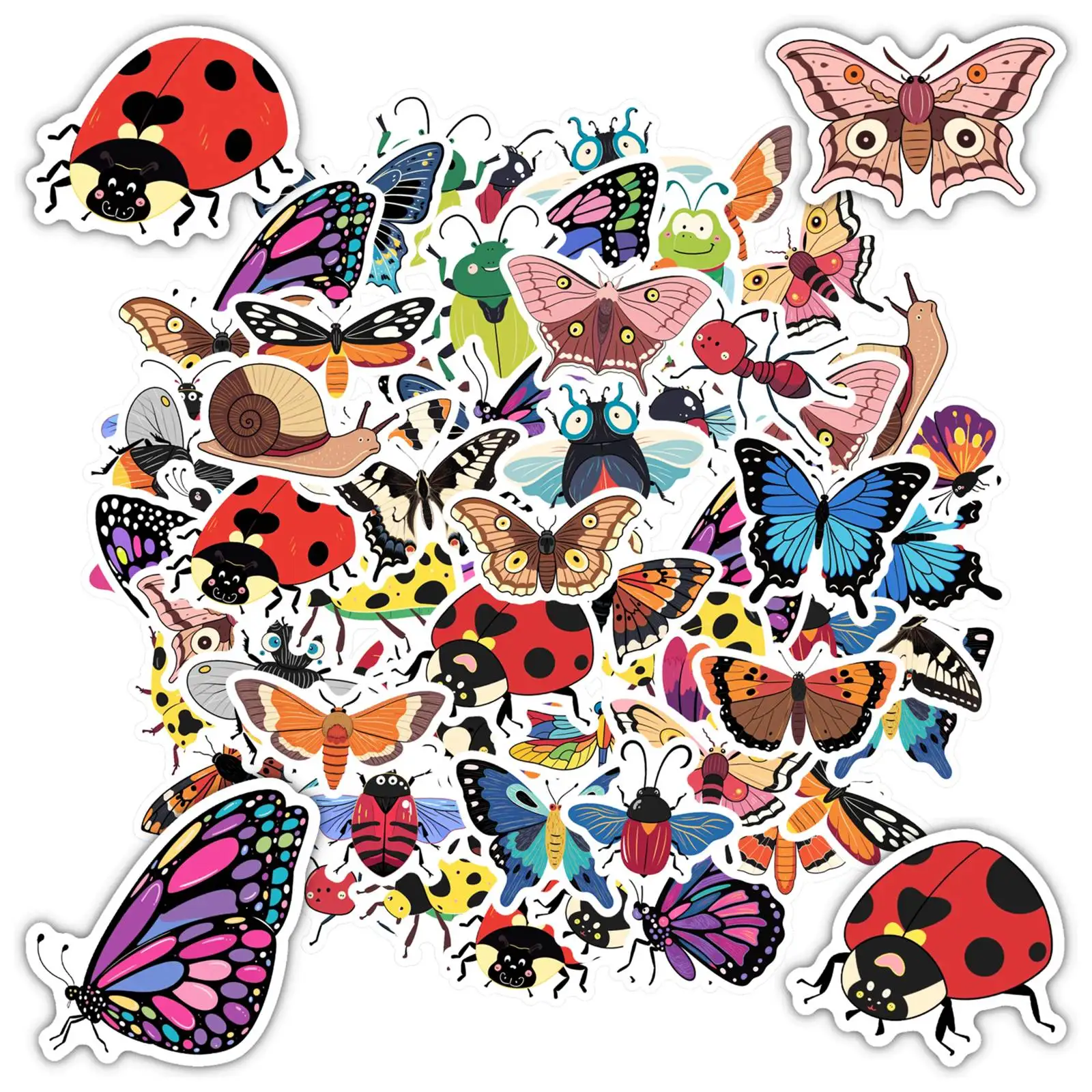 

35 шт. забавных наклеек с бабочками, яркие наклейки с насекомыми, забавные наклейки с животными для гитары, скейтборда, ноутбука, багажа