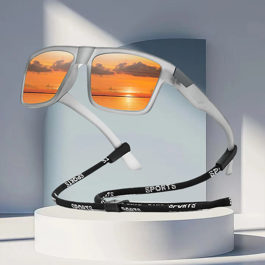 Klassische Sportsonnenbrille mit Kette für Outdoor-Aktivitäten wie Angeln, Reisen, Laufen, Autofahren - Hochwertige Schutzbrille