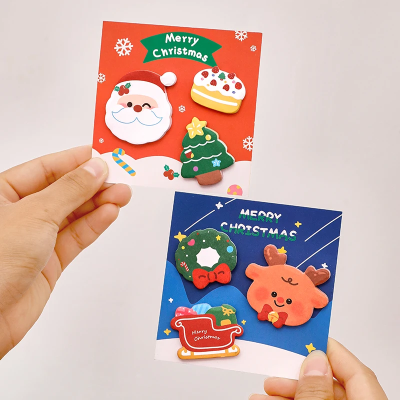 4pcs Merry Christmas Memo Pad Self-adhesive Cartoon Post Notes Diary Stickers Party Gift Office School Supplies F7753