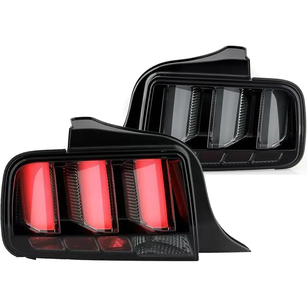 

Sequential Tail Lights for 2005-2009 Ford Mustang Black Smoked LED Tube Signal Brake Lamps, Left + Right