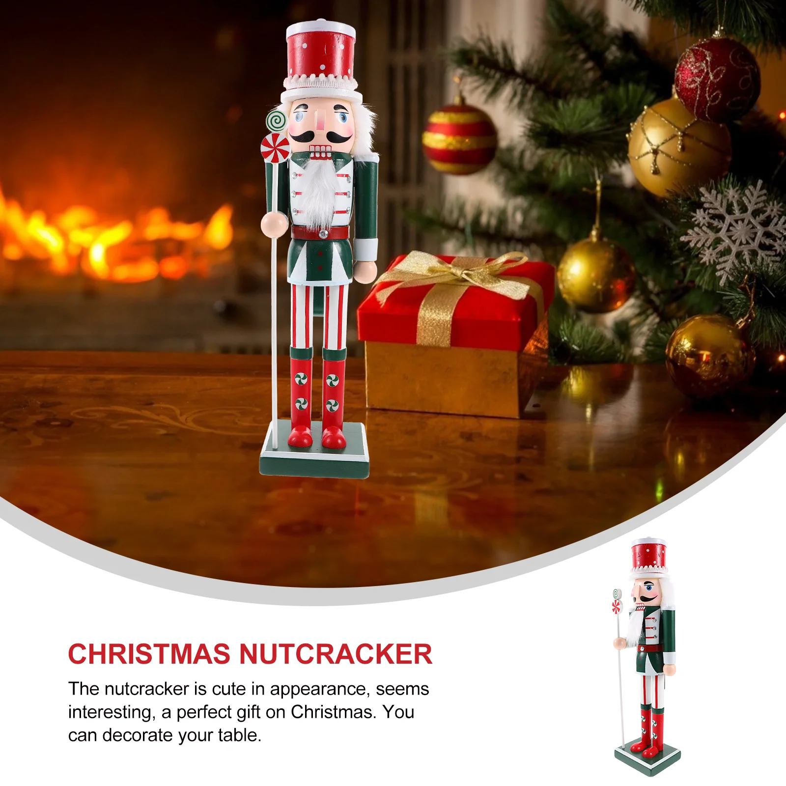 

Wooden Nutcracker Decoration Christmas Candy Soldier Ornament for Holiday Party Table Centerpiece Xmas Decor Festive Wooden