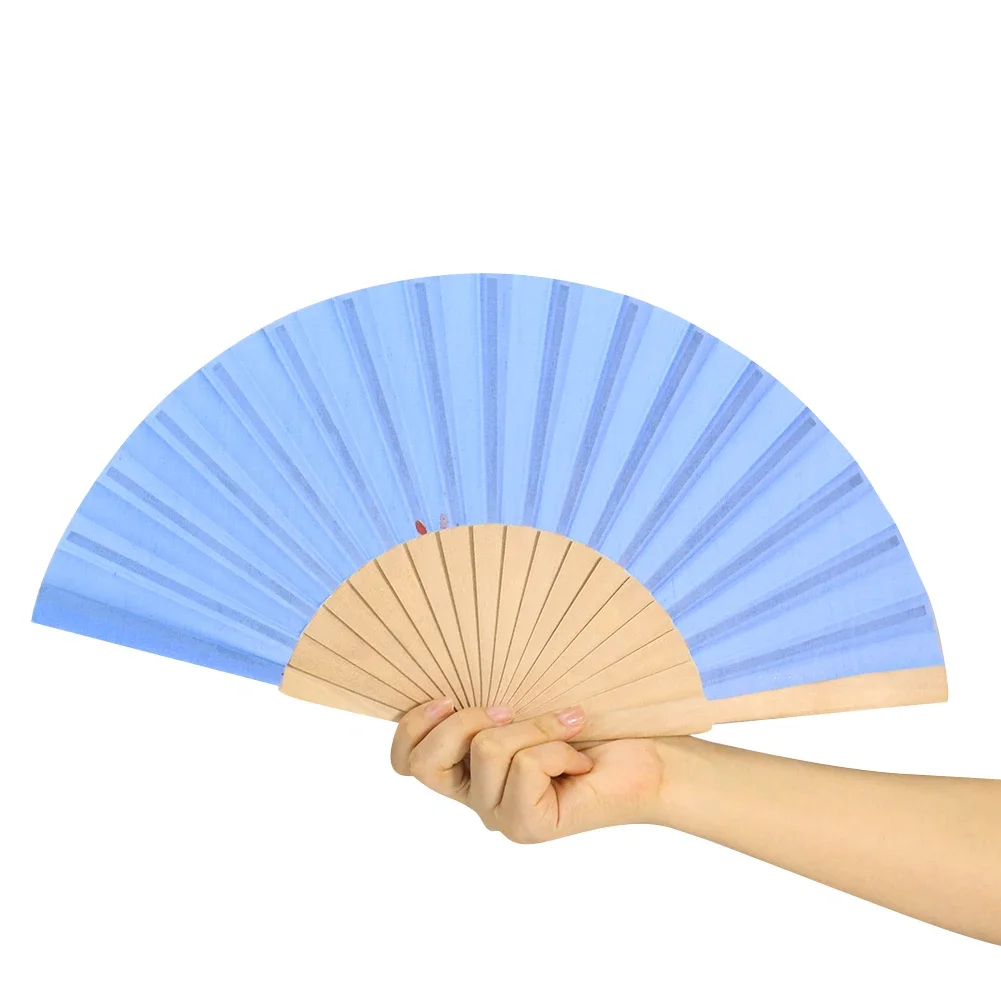 1PC Handmade Wooden Handle Folding Fan Home Decoration Craft Stage Performance Props Costume Shooting Supplies Hanfu Accessories