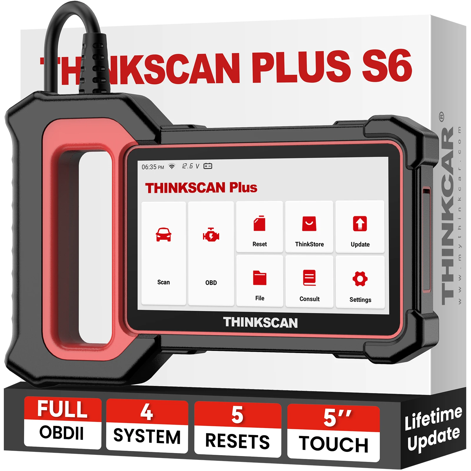 

THINKCAR Thinkscan Plus S6 S7 OBD2 Scanner Best Car Diagnostic Tools Auto Scan Tool 4 Systems 5 Resets Lifetime Free Code Reader