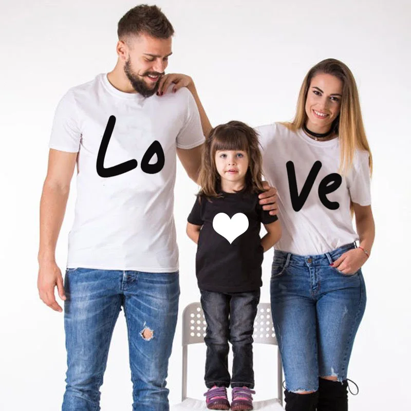 Hot Parent-Child Tops Fashion Letter Print Cotton Short Sleeve Family Matching Outfits Mother-Kids T Shirt Boy And Girl Clothing