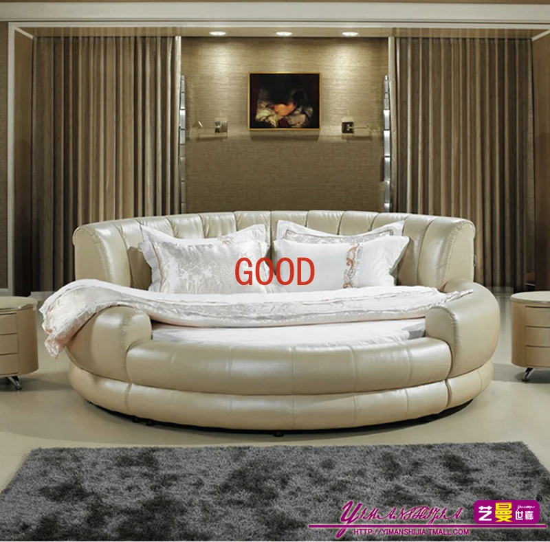 Leather round Bed Marriage Bed