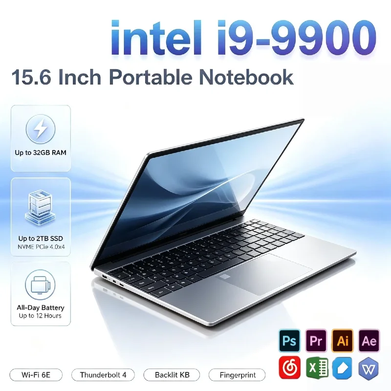 Intel Core i9 9900 15.6 Inch Slim Ultra Laptop 8C 16T 5GHz 32GB DDR4 512GB 1TB SSD 1920x1080 Gaming Office Pro Unit