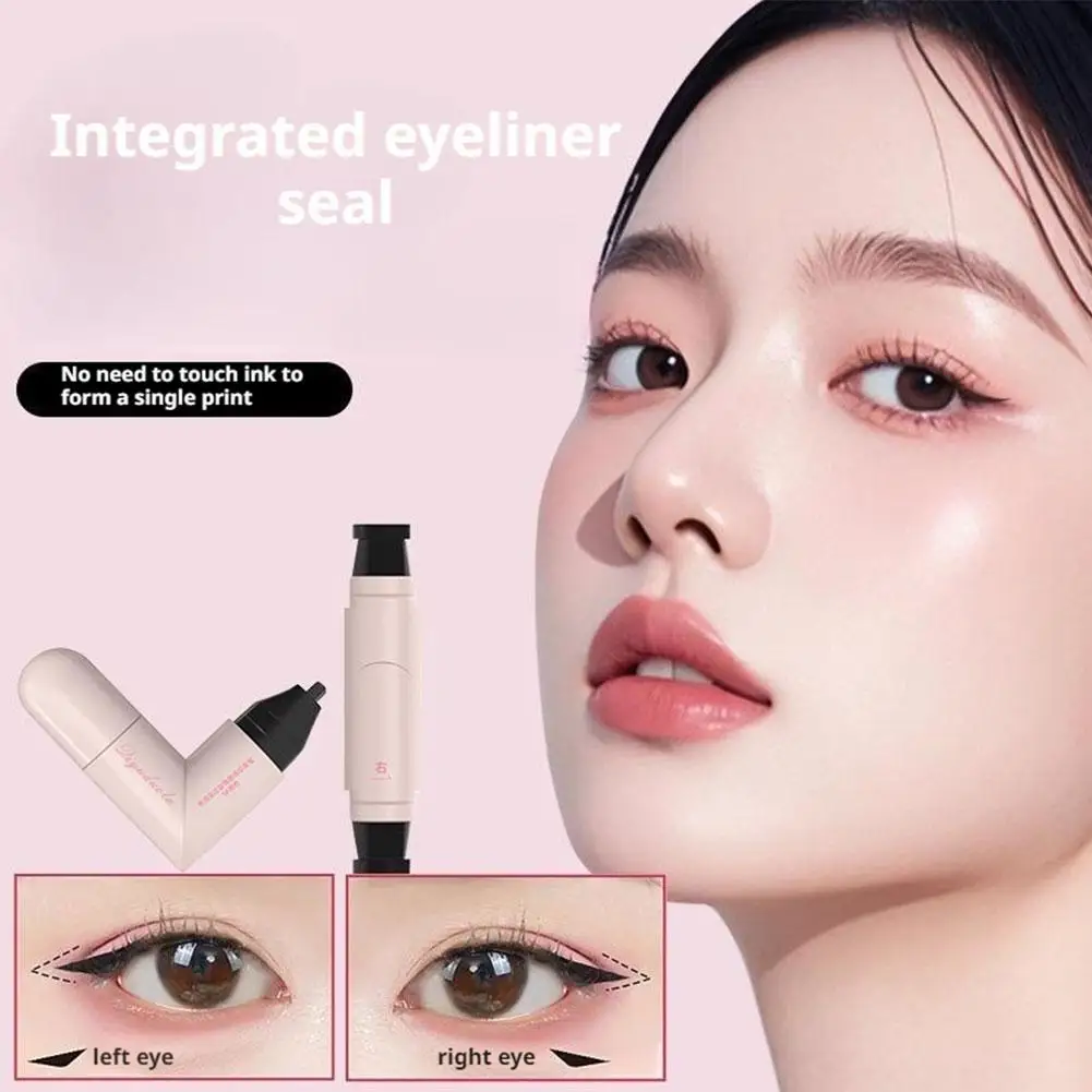  Rotating Eyeliner Stamp Pen Precise Outline Seal Lasting Waterproof Liquid Eye Liner Pen Quick Dry Eyes Makeup Black Brown