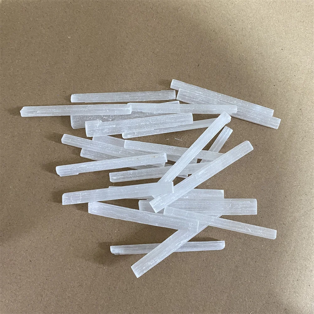 

Natural Selenite Crystal Stick Chips Gypsum white Quartz Rough Minerals Specimen Point Healing Stone