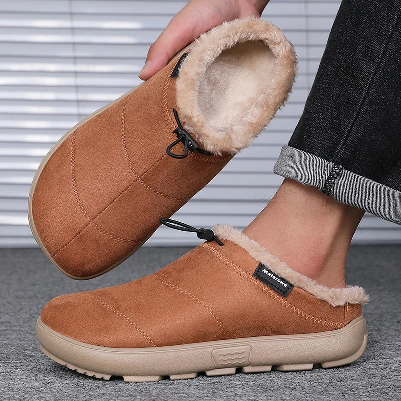 Herren-Baumwoll-Hausschuhe, Winter-Fleece-Futter, warme Birkenshoes, lässige Indoor- und Outdoor-Schuhe, rutschfeste Baumwollschuhe mit abgedeckter Ferse für den Heimgebrauch – Detail 5