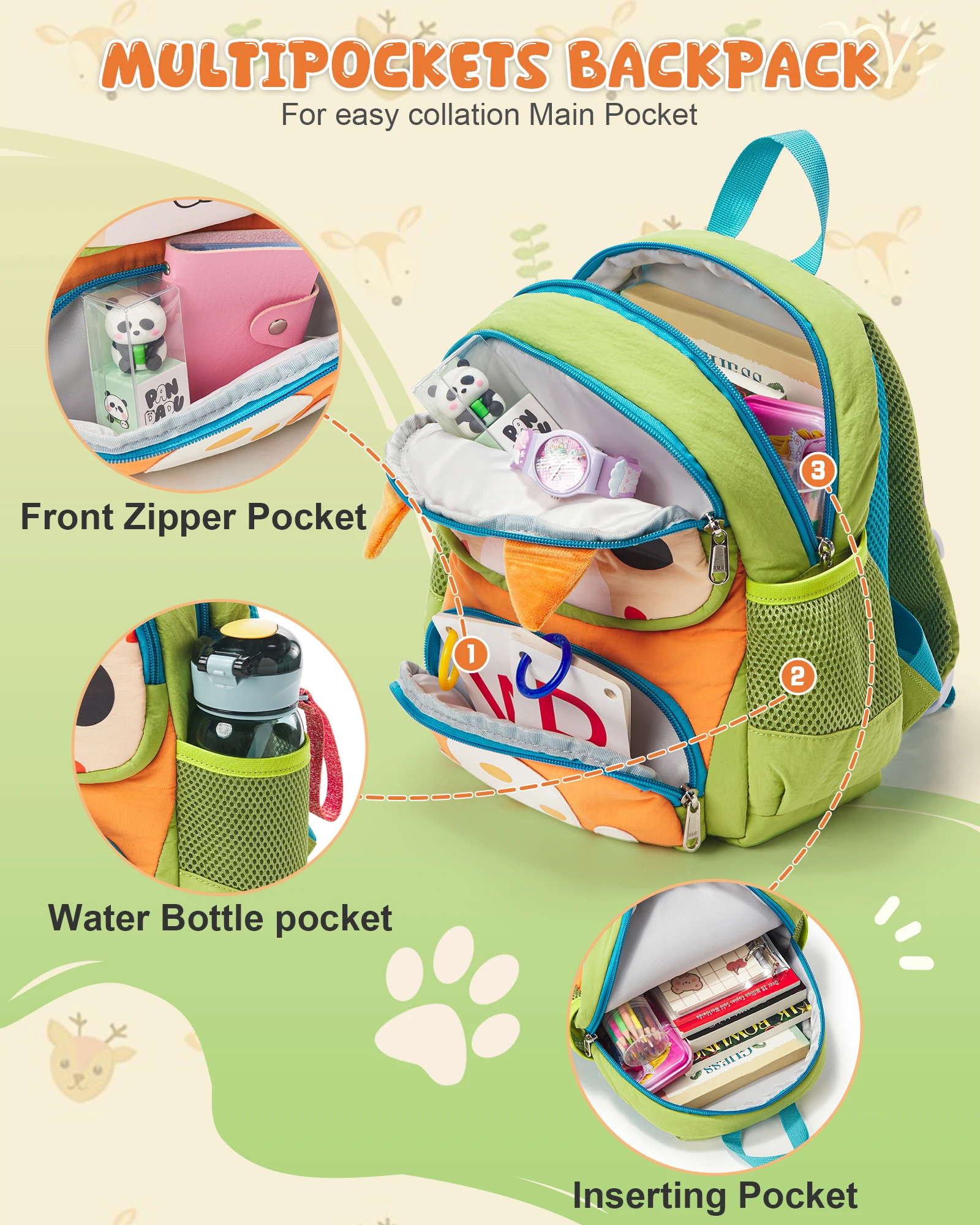 Toddler Backpack for Boys Girls 2-4,Mini Kids Backpack,Small Baby Backpack with Toddler,Water-Resistant Pre-K School Bag,Animals