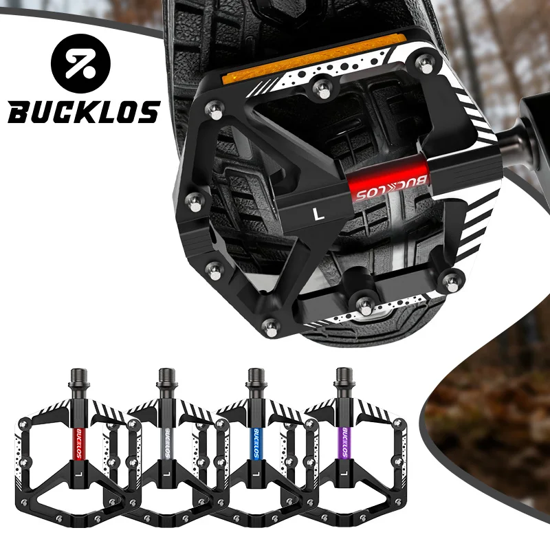 

BUCKLOS Bicycle Pedals Sealed Nonslip Mountain Road Bike Pedals Aluminum Alloy DU Bearing MTB Widen Pedal Cycling Accessories