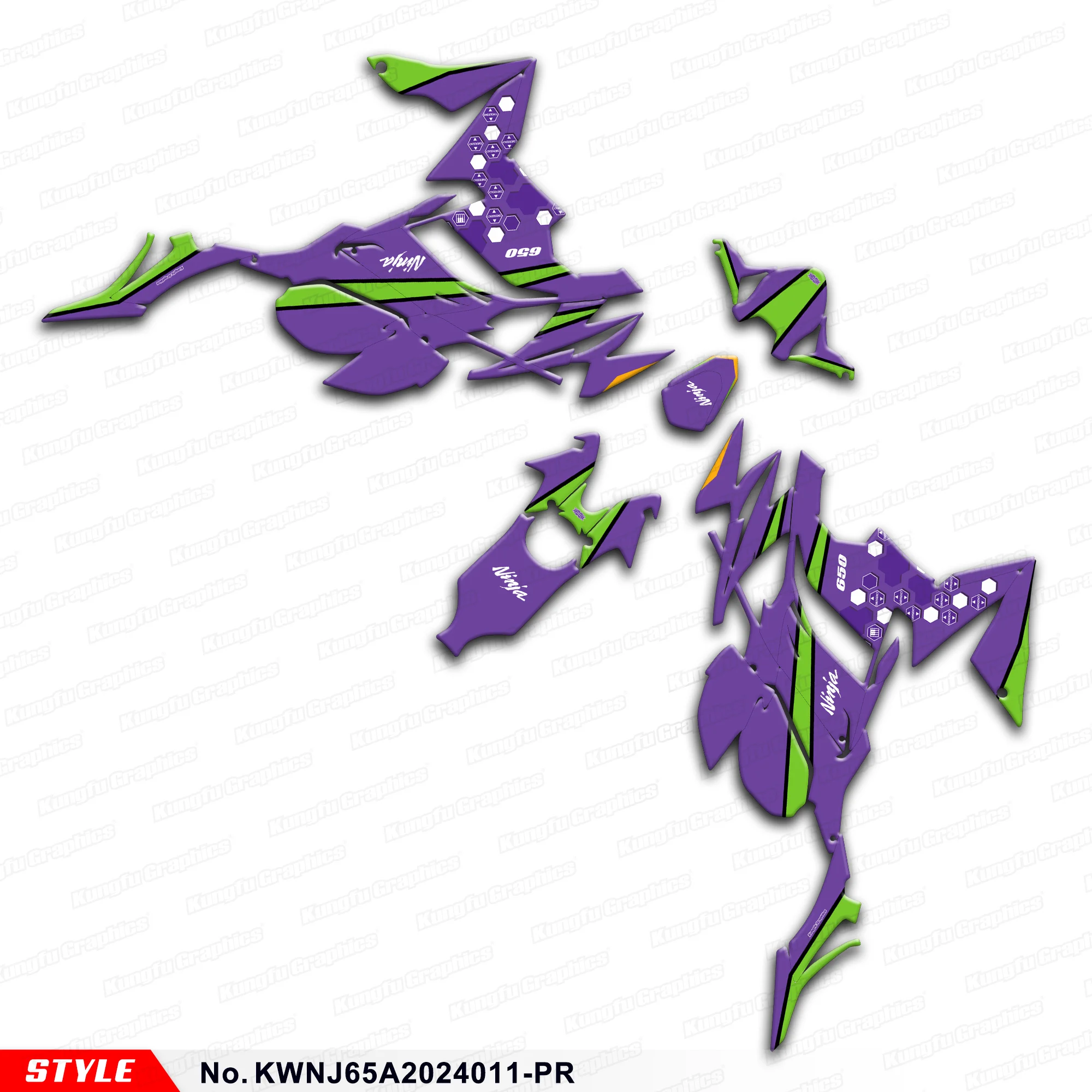 

JY RACING Graphics Sheet Wrap Design for Kawasaki Ninja 650 2020 2021 2022 2023 2024, Rebuilding, KWNJ65A2024011-PR