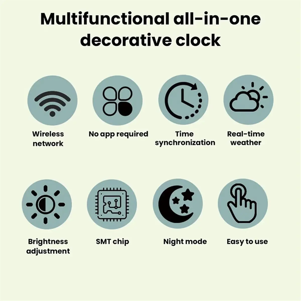 A48U New Portable Smart Wifi Weather Station Display Weather Temperature Humidity Time Alarm Clock Desktop Decoration STV08 B