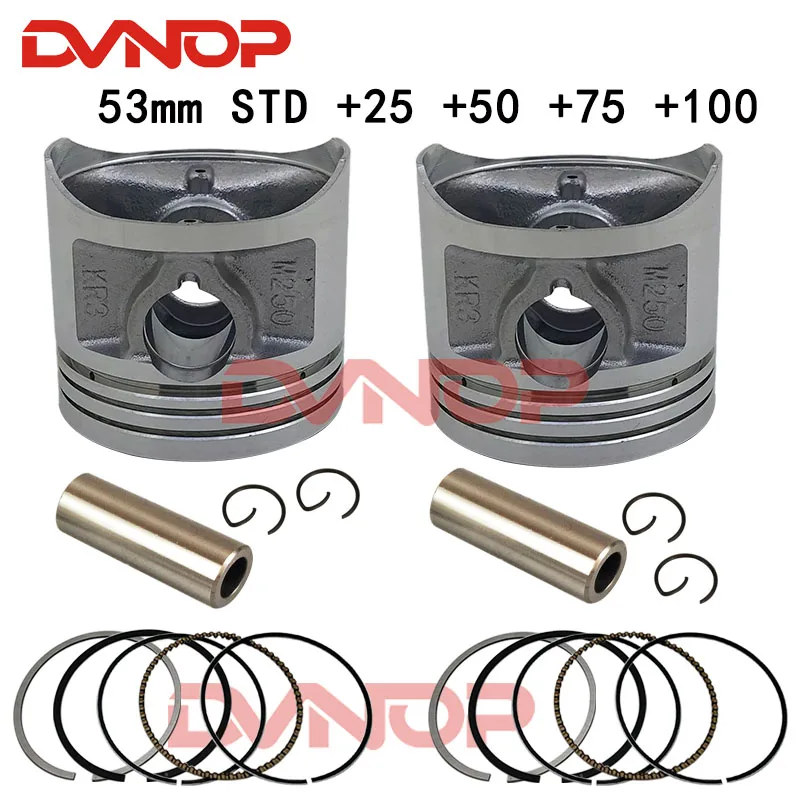 Motorcycle 53 mm Piston 15 mm Pin Ring +25 +50 +75 +100 Set For Honda CA250 DD250 CBT250 CA DD CBT 250 250cc Egine Spare Parts