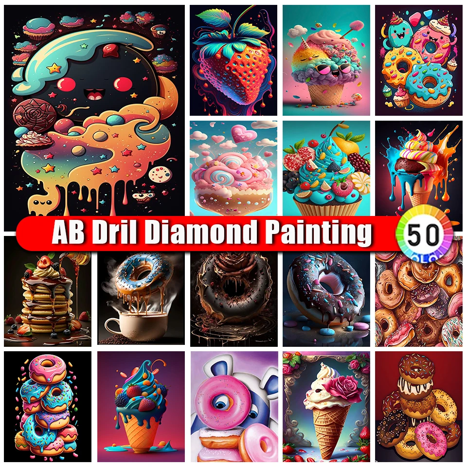 

Zipper Bag 5d AB Diamond Painting Cake New 2023 Home Decor Embroidery Diy Diamond Mosaic Cartoon Full Square/round Wall Art