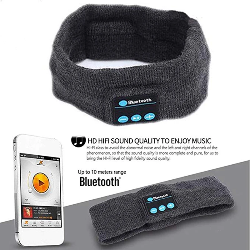 Słuchawki bezprzewodowe Stereo Bluetooth 5.0 do spania zestaw słuchawkowy z dzianiny muzyczna opaska sportowy maska na oczy z mikrofonem