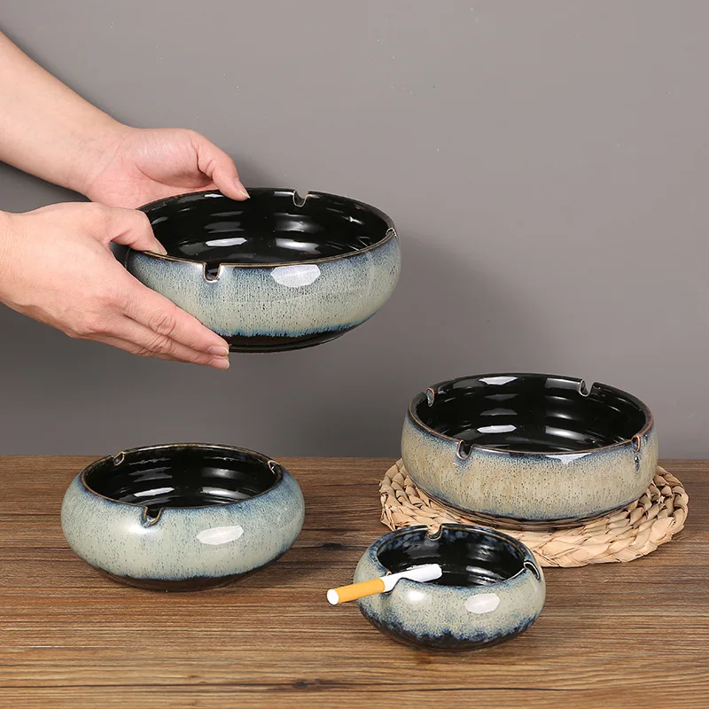 

Vintage Kiln Large Ashtray Chinese Ceramic Craft Home Living Room Bedroom Office Desktop