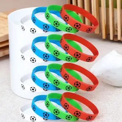 16Pcs Football Silicone Wristbands Soccer Bracelets Stretch Sports Fans Supply Wear-Resistant Comfortable Accessory