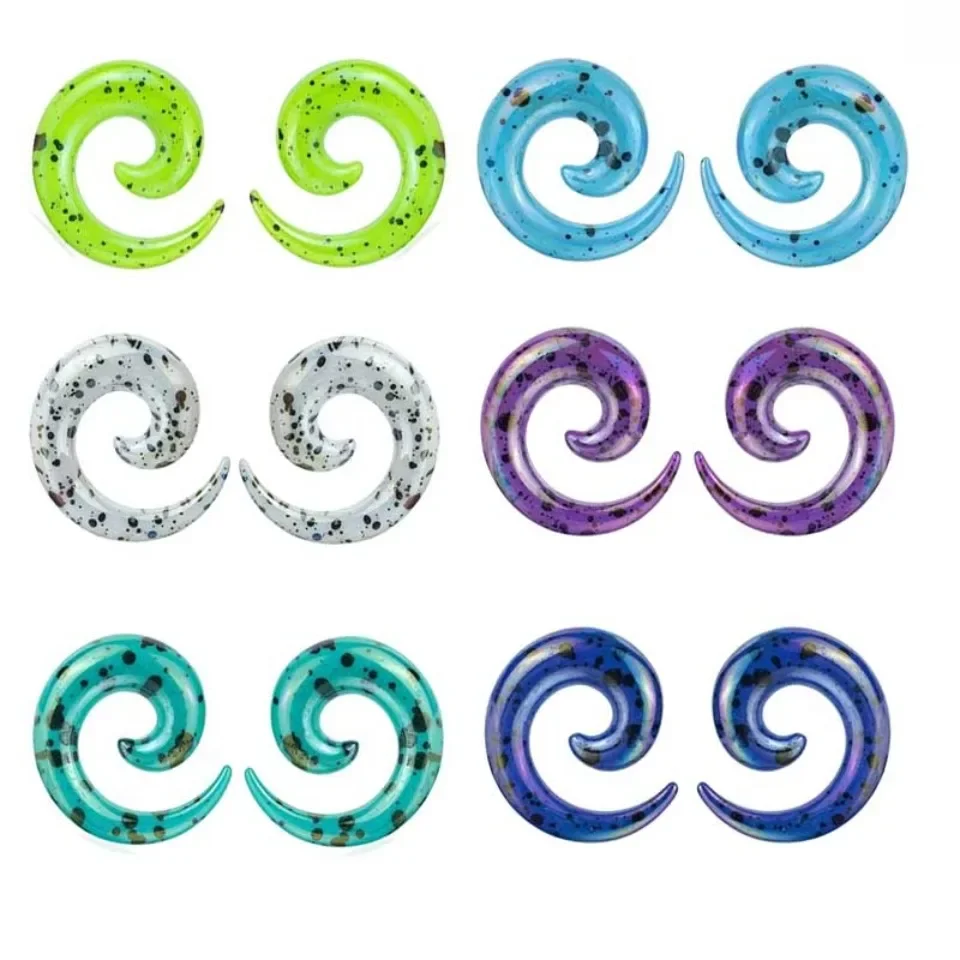 2 Stück Acryl Spirale Schnecke Ohrkegel Plugs Tunnel Expander Messgeräte Twist Ohrringe Dehnung Aufhänger Körper Piercings Schmuck – Detail 1