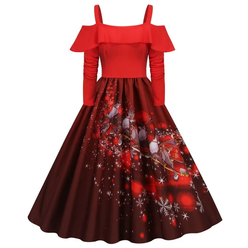 2025年新作 ヴィンテージ エレガント スパゲッティストラップ ハロウィン パーティー ドレス レディース 長袖 フリル イブニング プロム コスチューム 秋冬