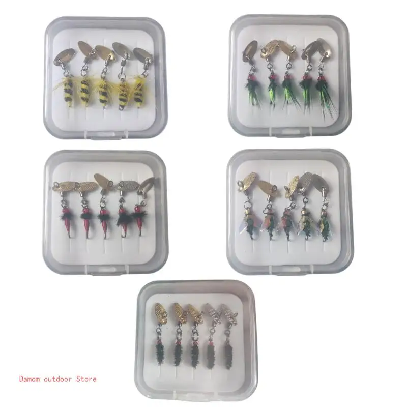 5Pcs Fly Fishing Swimbait Rotating Sequins Lures Artificial Fishing Lures with Fish Hook Fishing Accessories Enduring