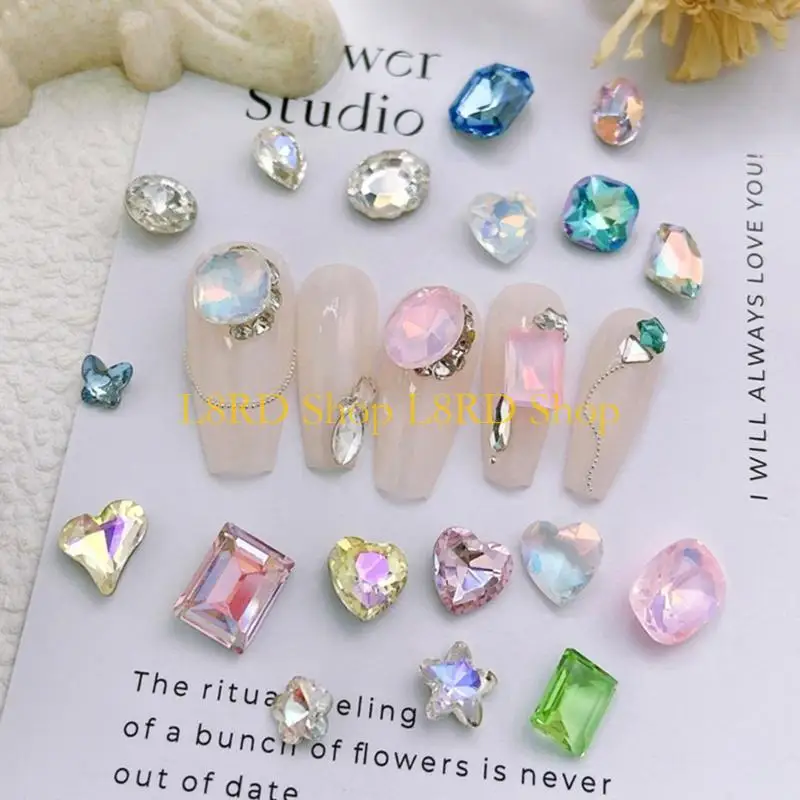 L8RD 30 حزمة كريستال الأظافر مجوهرات DIY مانيكير الشارات كريستال الأحجار الكريمة مسمار الفن