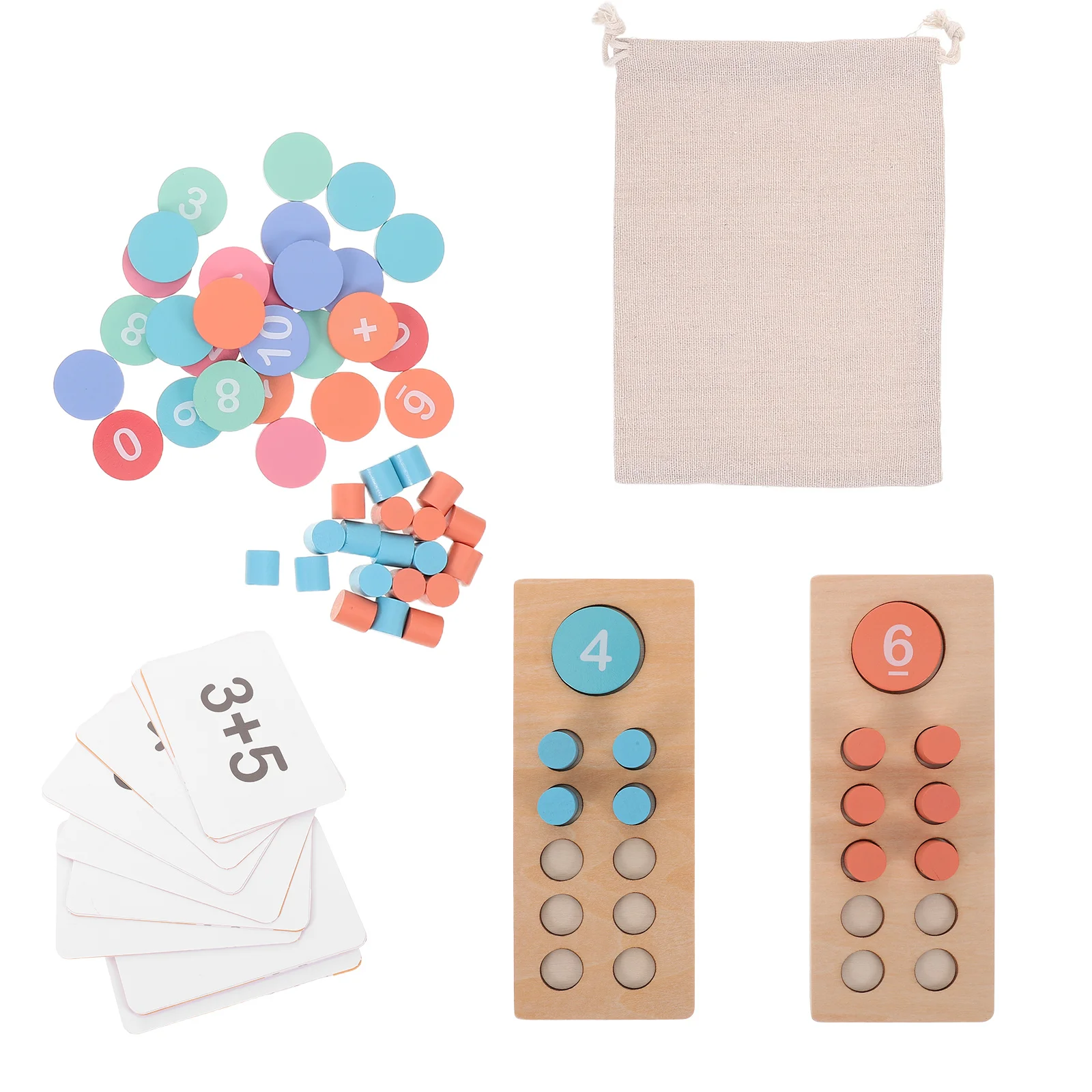 1Set Kids Math Learning Tool Sturdy Wooden Counting Frame Colorful Beads Ideal Classroom Home Use Interactive Addition