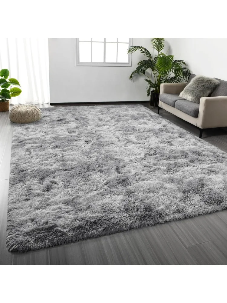 Large Shag Area Rugs 6 x 9, Tie-Dyed Plush Fuzzy Rugs for Living Room, Ultra Soft Fluffy Furry Rugs for Bedroom, Indoor Carpet