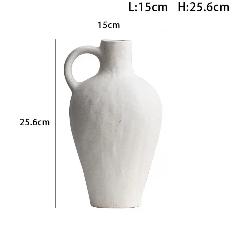 Keramikvase, matt, handgefertigt, Blumenarrangement, Hydrokultur-Zubehör, Vintage-Stil, weiß, Heimdekoration