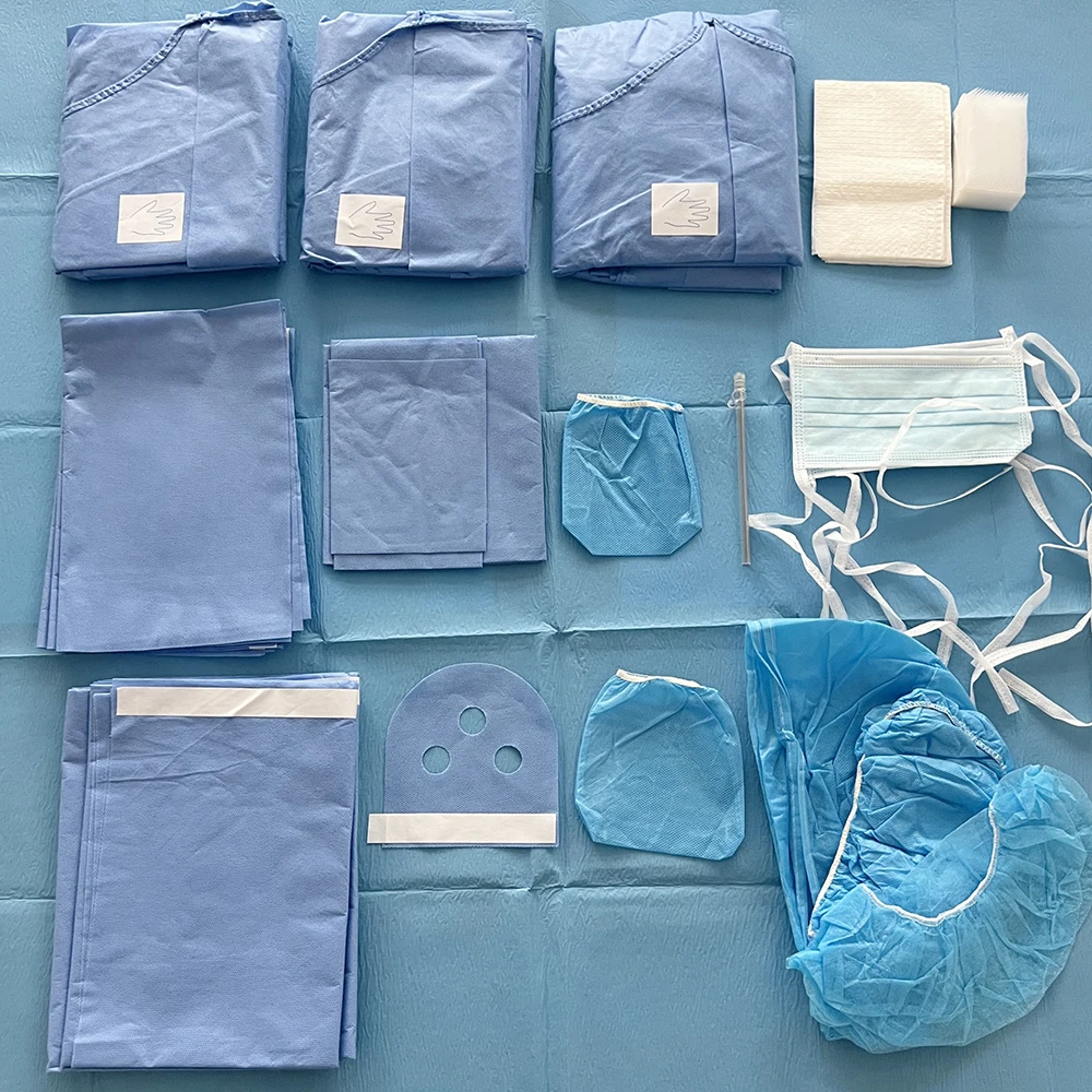 Pacote dental médico descartável de produtos de cortinas estéreis mais vendidos com bata cirúrgica e tampas consumíveis de suprimentos médicos