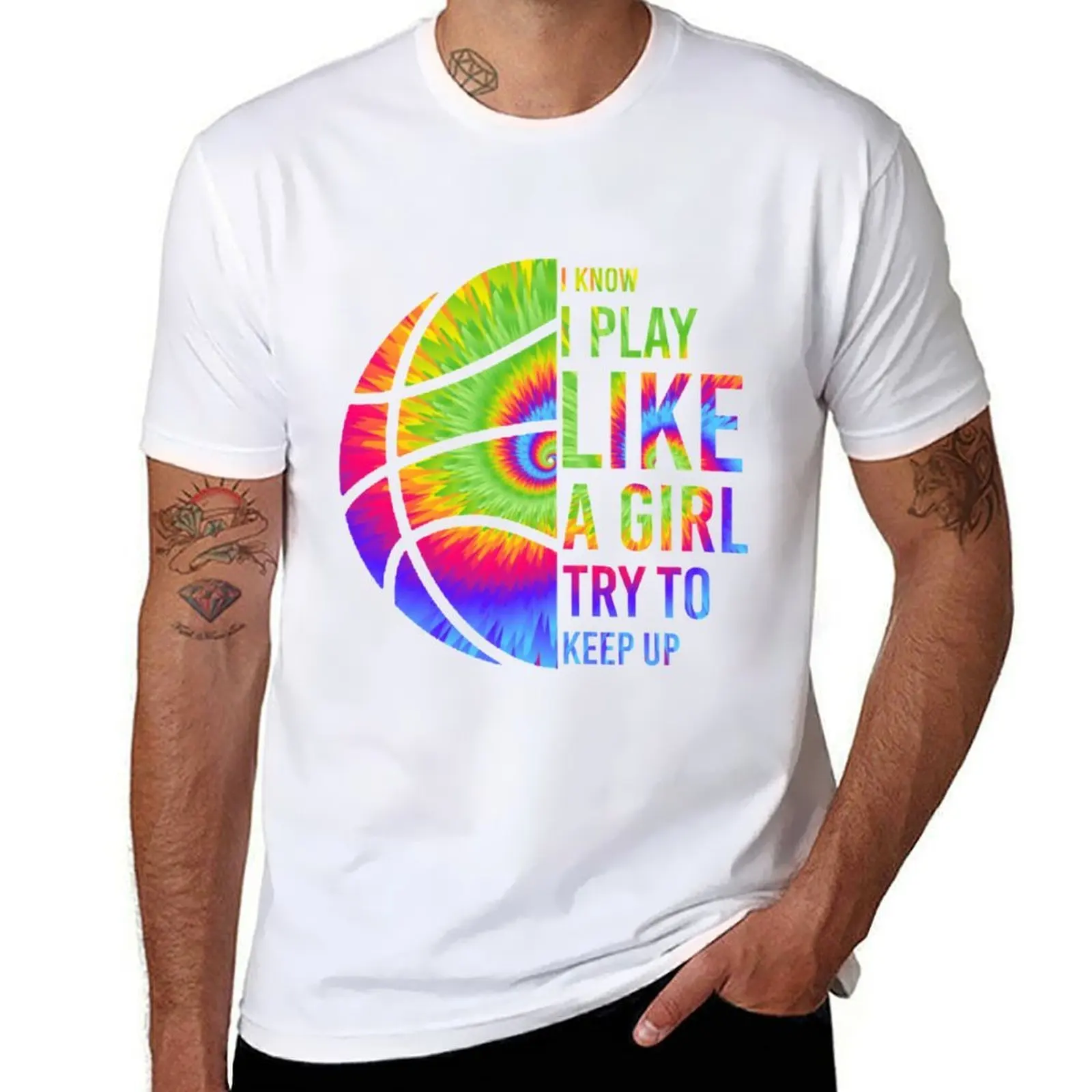 

I Know I Play Like A Girl Basketball Try To Keep Up T-Shirt cotton t shirt pack t shirts for man graphic tees T-Shirt