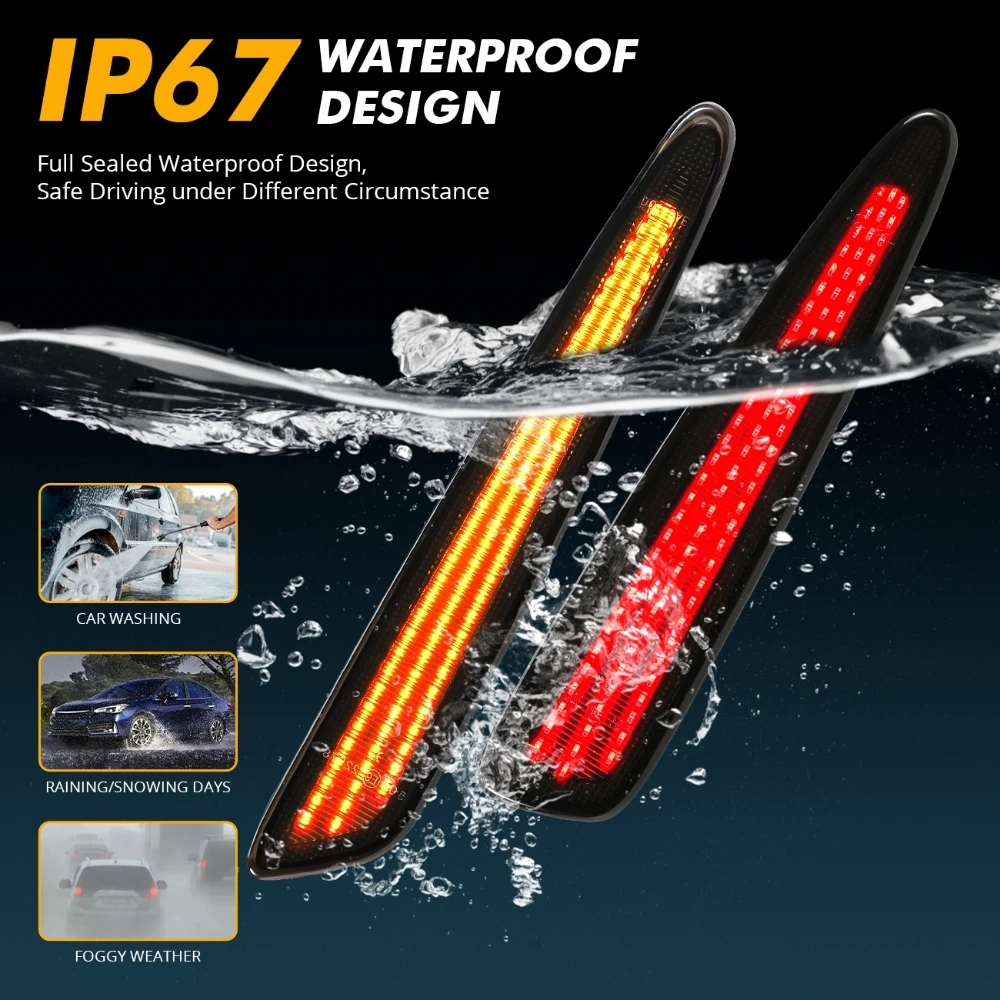 LED Front & Rear Fender Wheel Side Marker Light Smoked Lens 3 Row Amber Red White Light For Chevrolet Corvette C6 2005-2013